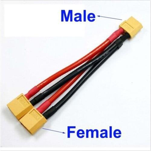 XT60 Parallel Battery Connector Cable Dual Extension Y Splitter Silicone Wire