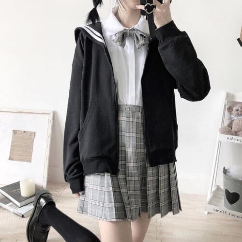 Japanese JK jacket female Y2k Harajuku preppy style sweet casual gothic navy collar coat vintage long-sleeved cardigan outerwear