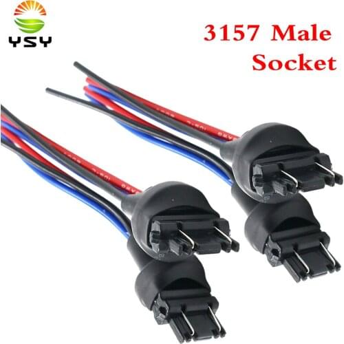YSY 50Pcs Car T25 P21W 3157 3156 Lamp Bulb Male Jack Plug Connector With Wire led auto 3157 Male Socket Adapter