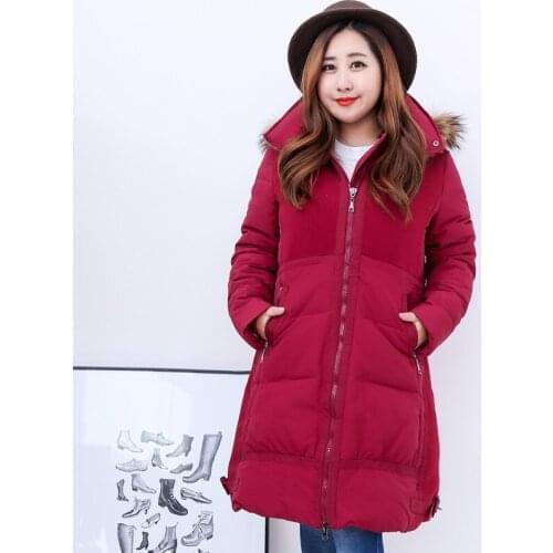 2020 Jacket Women Coat Female White Duck Down Hood Imitation Fur Collar Thicken Warm Winter Jackets Plus Size 7XL HJ117