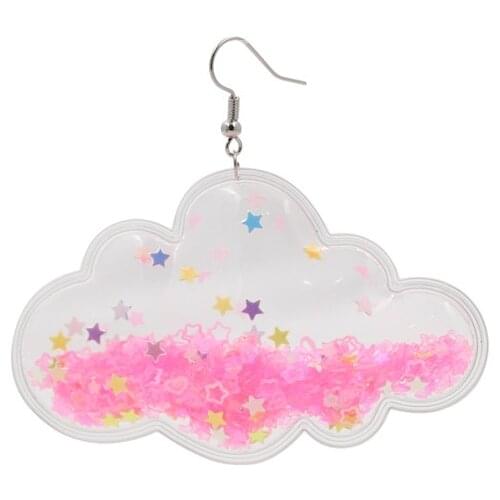 Pink Literary Temperament Fantasy Clouds Stars Resin Earrings for Women Girls Lovely Fashion Fairy Girl Earring Jewelry