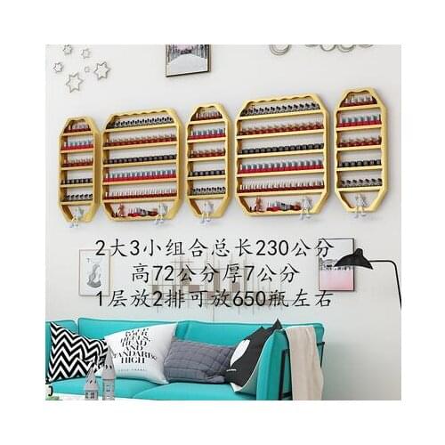 Janeux ins gold nail art shelf nail polish display shelf nail polish glue multilayer wall hangers nail art shop display cabinet
