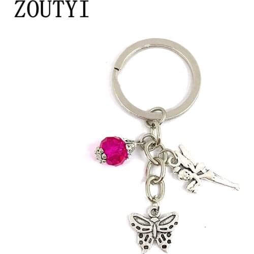 1pc Butterfly Elf Angel Keychain, thank you for your charm and colorful beads keychain natural jewelry