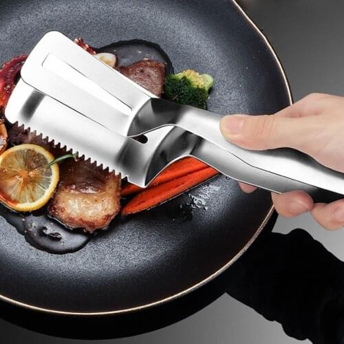 1Pc Stainless Steel Food Tong Barbecue Clip Frying Steak Fried Bread Egg Fried Fish Non-Stick Grill Tongs Pizza BBQ Kitchen Tool