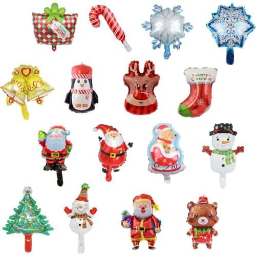 10pcs/set Mini Size Happy Christmas Day Foil Balloons Snowman Santa Claus Christmas Tree Decoration Xmas Party Supplies Globos