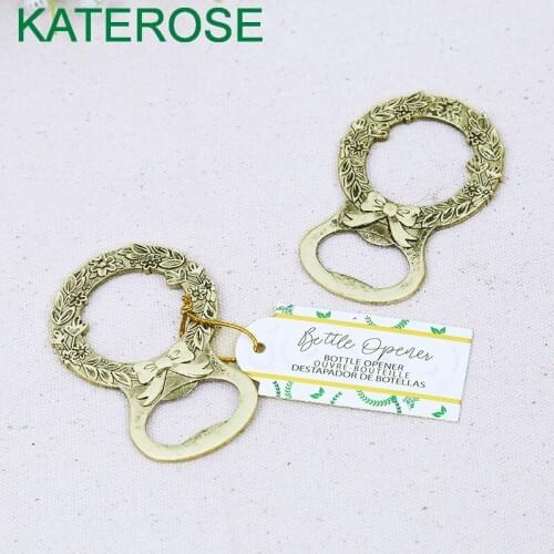 12PCS Antique Gold Laurel Wine Bottle Opener Wedding&Bridal Shower Favors Party Supplies
