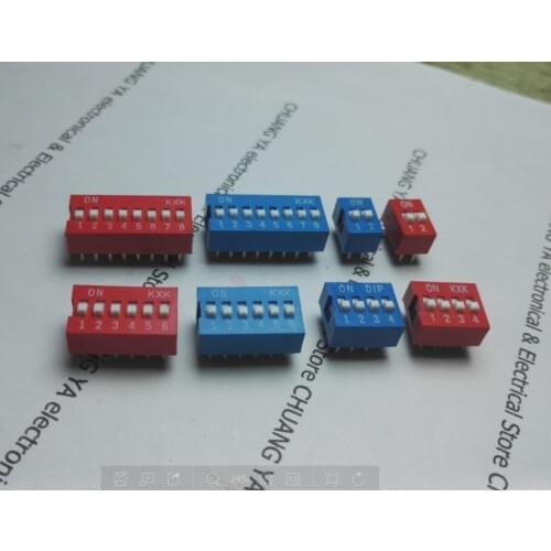 1P 2 3 4 5 6 7 8 9 12 bits 2.54mm DIP switch / digital switch / toggle switch red and blue