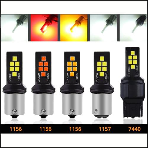 2PCS 1156 P21W BA15S 1157 P21/5W BAY15D T20 W21W 7440 W21/5W LED Car Reserve Lamp Auto Styling Brake Light Turn Signal Bulb 12V