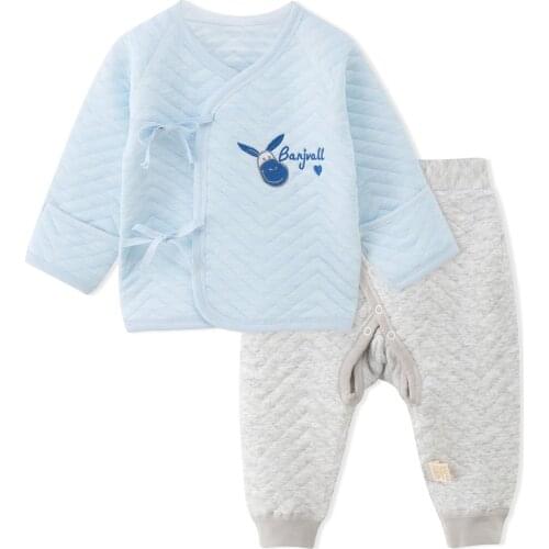 2020 Wimter Warm Newborn Coat Long Sleeves Cotton Tops+Pants 2Pcs Baby Boy Clothes Set 0-9Months