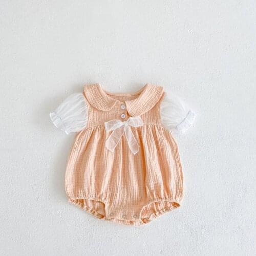 2021 Baby Girls Summer Wear Sweet Bow Bodysuits,elegant Infant Toddlers Fashion Body Clothes Newborns Clothing