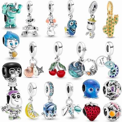 2021 New 925 Sterling Silver Beads Angel Wings Hearts Rose Flowers Charms Fit Original Pandora Bracelet Women Jewelry DIY Gift