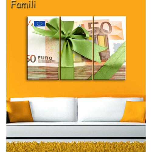 3pcs Banknotes Artwork Canvas Painting Wall Art Canvas Paintings For Living Room Wall Cuadros Canvas Prints Photo No Framed
