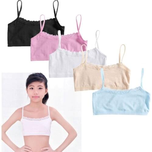 4pcs/Lot Lace Cotton Young Girls Training Bra Children Bras Kids Vest Teens Teenage Underwear