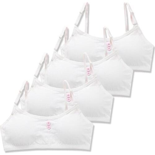 5Pc/Lot Young Girls Cotton Training Bra Teenagers Lingerie Underwear 8-14Years