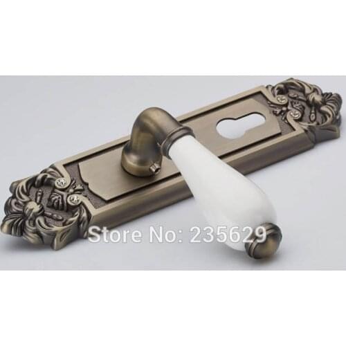 Free Shipping,double bolts mortise lock,European style Exterior&interior handle Door Lock, Antique Brass finished lock for doors