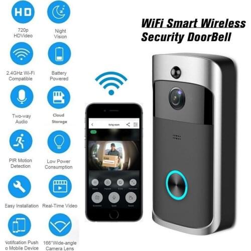 WiFi Wireless Video Doorbell Camera with Chime Smart Security Night Vision PIR Phone Intercom Door bell Ring Kit Alarm for Home