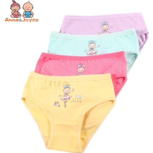 4Pc Childrens Underwear Cotton Girls Shorts Cartoon Panties Briefs 2-10 Years
