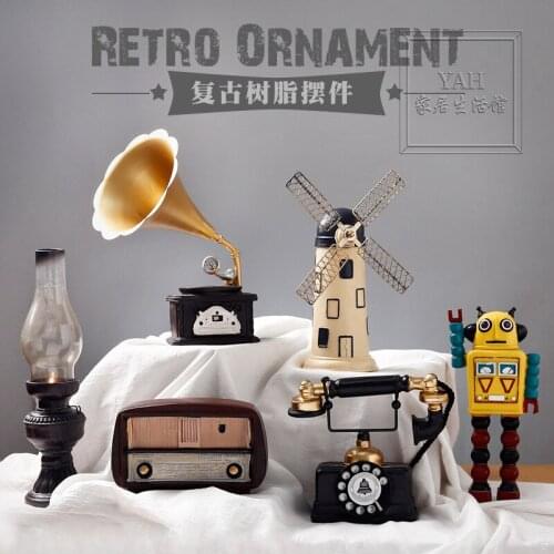 European Style Retro Gramophone Model Handicraft Ornaments Home Loudspeakers Vinyl Record Player Decorations