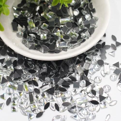 2019 NEW Hot Mix Sizes Clear Crystal Mix Shaped HotFix Rhinestones Strass Crystal Rhinestones Trim for wedding dresses decorate