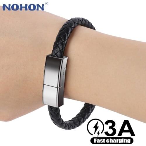 Bracelet Micro USB Cable For Samsung Xiaomi Redmi Huawei Android Microusb Phone 3A Fast Charge Cord Charger Data Short 20cm Wire