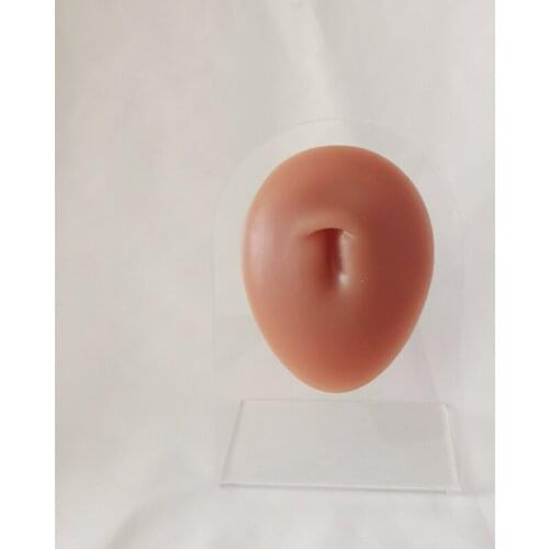 Brown human body simulation silicone belly button model perforation puncture props umbilical nail display