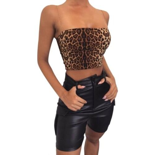Classic Leopard Print Camisole Short Vest Sexy Exposure Navel Camisole For Female Women