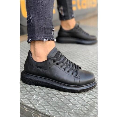 KNACK Black Daily Shoes Van for Men 044 Black Bottom Artificial Leather Rubber Lace-up Fall & Spring Casual Outdoor Casual Footwear Heel Fast and Free Shipping High Quality Fabric New Season Fashion Trendy 2021