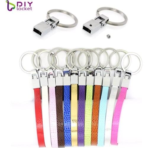 Fashion10pcs diy mix color snake PU Leather keychain LSBR054*10