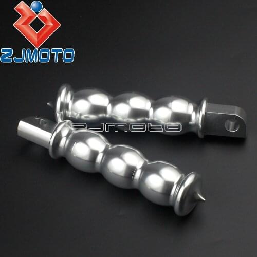 Motorcycle CNC Aluminum Foot Peg Footrests For Harley Cafe Racer Bobber Chopper Silver Male Mount Footpegs Foot Rests M10