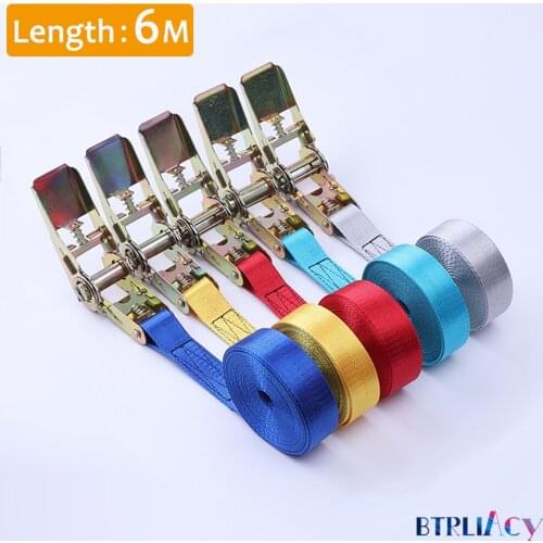 6M Tensioning Belts Adjustable Cargo Straps for Car Motorcycle Bike Ratchet Tie-Down Belt for Luggage Bag Bind Belts Dropship