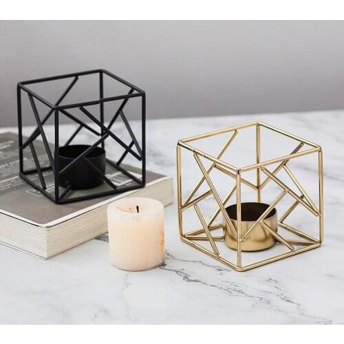 Nordic Style Wrought Iron Geometric Candle Holders Metal Crafts Tealight Holder For Living Room Bedroom Home Decor Candelabra