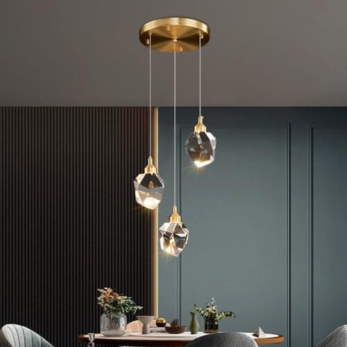 Pendant Lamp Dining Room Crystal Pendant Lamp Restaurant Lighting Canteen Lamp Luxury Pendant lamp Copper K9 crystal Lamp