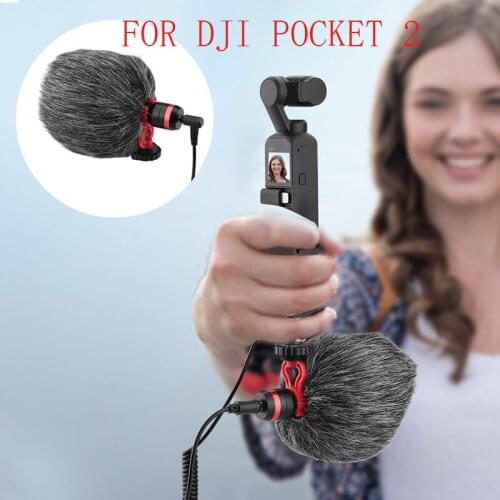 Wired Condenser Microphone Live Vlog Video Recording Windproof Microphone For DJI OSMO Pocket 2 Handle Gimbal Camera Accessory