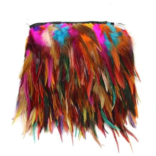 1 Meter Multicolor Dyed Rooster Feathers Trims Height 4-6inches Natural Pheasant Feather Ribbon Dress/skirt Sewing Accessories