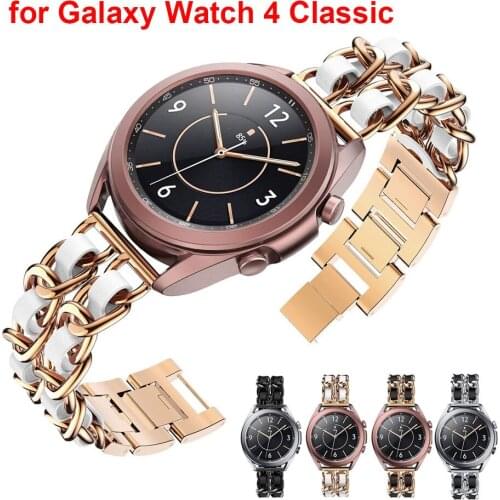 Women Metal Watch Strap for Samsung Galaxy Watch 4 Classic Band 20mm Quick Release Bling Bracelet for Galaxy Watch 4 40mm 44mm