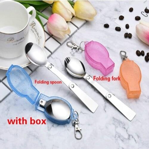 Camping Folding Spoon Outdoor Tableware Portable Travel Hiking Pocket Folding Spoon Random Color