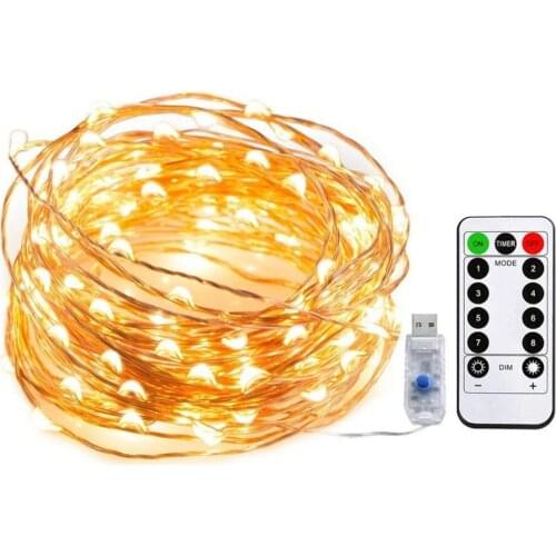 100 LED 10M Copper Wire String Lights With Remote Control Outdoor Indoor Decorations For Wedding Party Home Garden Bedroom