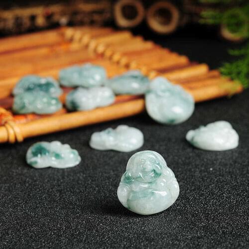 TBP478 Jadeite Mile FO small amulets Natural Jadestone Smile Buddha Charms 10pcs lot