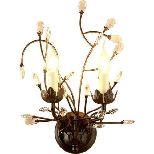 Crystal Wall Lamp Sretro Vintage Metal Wall Lamp Home Lighting Crystal Wall Lights hallway 2 Head E14 Led Light Fixtures