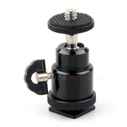 High Quality Aluminium Alloy Mini Tripod Ball Head Ballhead1/4" Mount with Flash Shoe for DSLR SLR DC Camera Mini DV Monitor