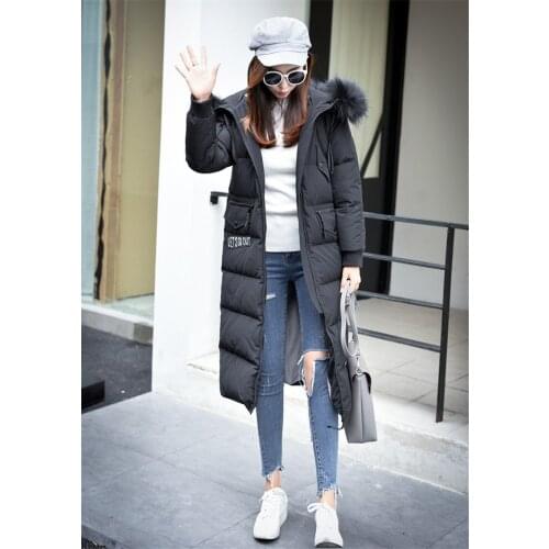 Raccoon Real Fur Collar Womens White Duck Down Jackets Maxi Size 5XL Coat Female Winter Jacket Women Thick Parka WXF503