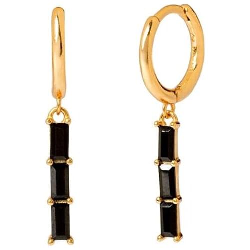 Three color Black/White/Rose Red Zircon Pendant 925 Sterling Silver Small Hoop Earrings for Women Simple Round Circle Earrings