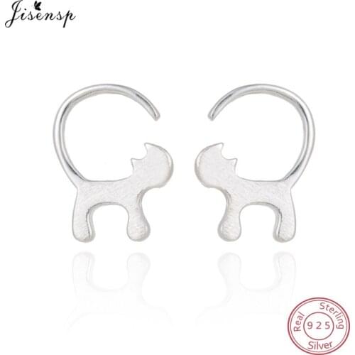 Jisensp Animal 925 Sterling Silver Earrings Cute Little Cat Stud Earrings for Women Sterling Silver Jewelry Children Party Gift