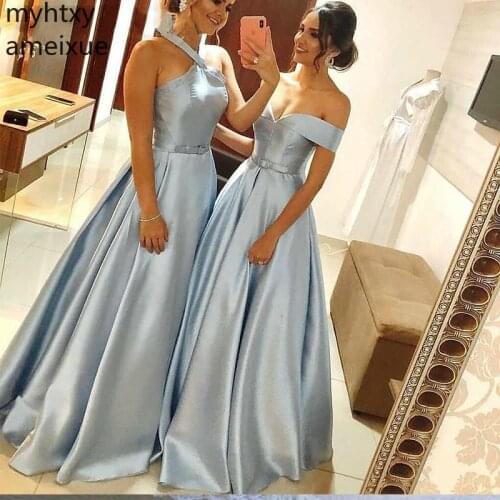 Sexy Blue Prom Plus Size Dress Long 2021 Elegant Cheap Off The 2021 Shoulder Backless Floor Length Women Formal Evening Dresses