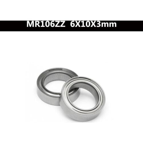 10pcs /lot MR106ZZ MR106ZZ 6X10X3mm 6*10*3mm MR106-2Z metal shielded steel miniature ball bearing