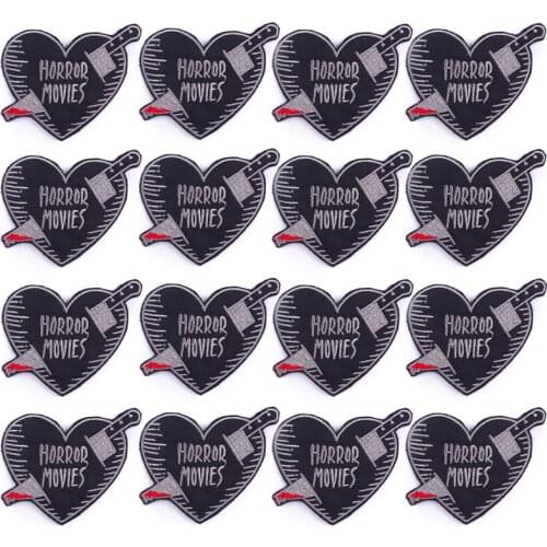 10PCS Horror Movie Embroidery Patches For Clothing Skull Iron On Patches For Clothes DIY Punk Badge Stripes Applique Decoration