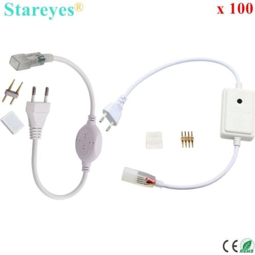 100 Pcs 220V EU plug Power controller Supply Lighting Transformer driver for SMD 3014 5050 2835 5630 RGB single color LED Strip