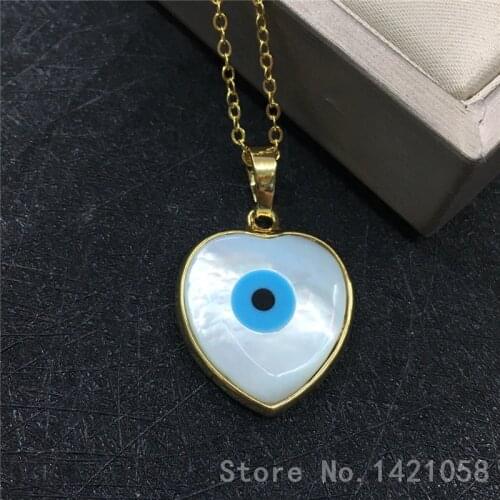 2021 New Hot heart necklace for women Heart shape pendant necklace christmas gift blue eye mop turkish necklace