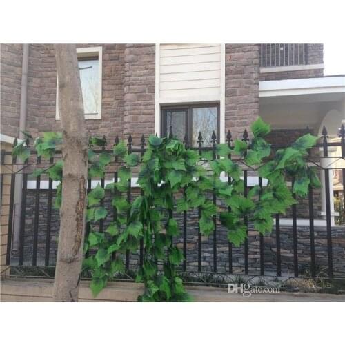 240cm Fence Artificial Silk Simulation Grape Leaf climbing vine Green Leaves rattan for Home Decor Bar Restaurant fence Decor