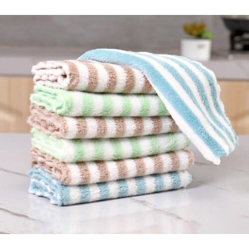 16*27cm 3Pcs Kitchen Cleaning Towel Multifunctional Rag Coral Velvet Dishwashing Cloth Household Kitchen Supplies Random Color